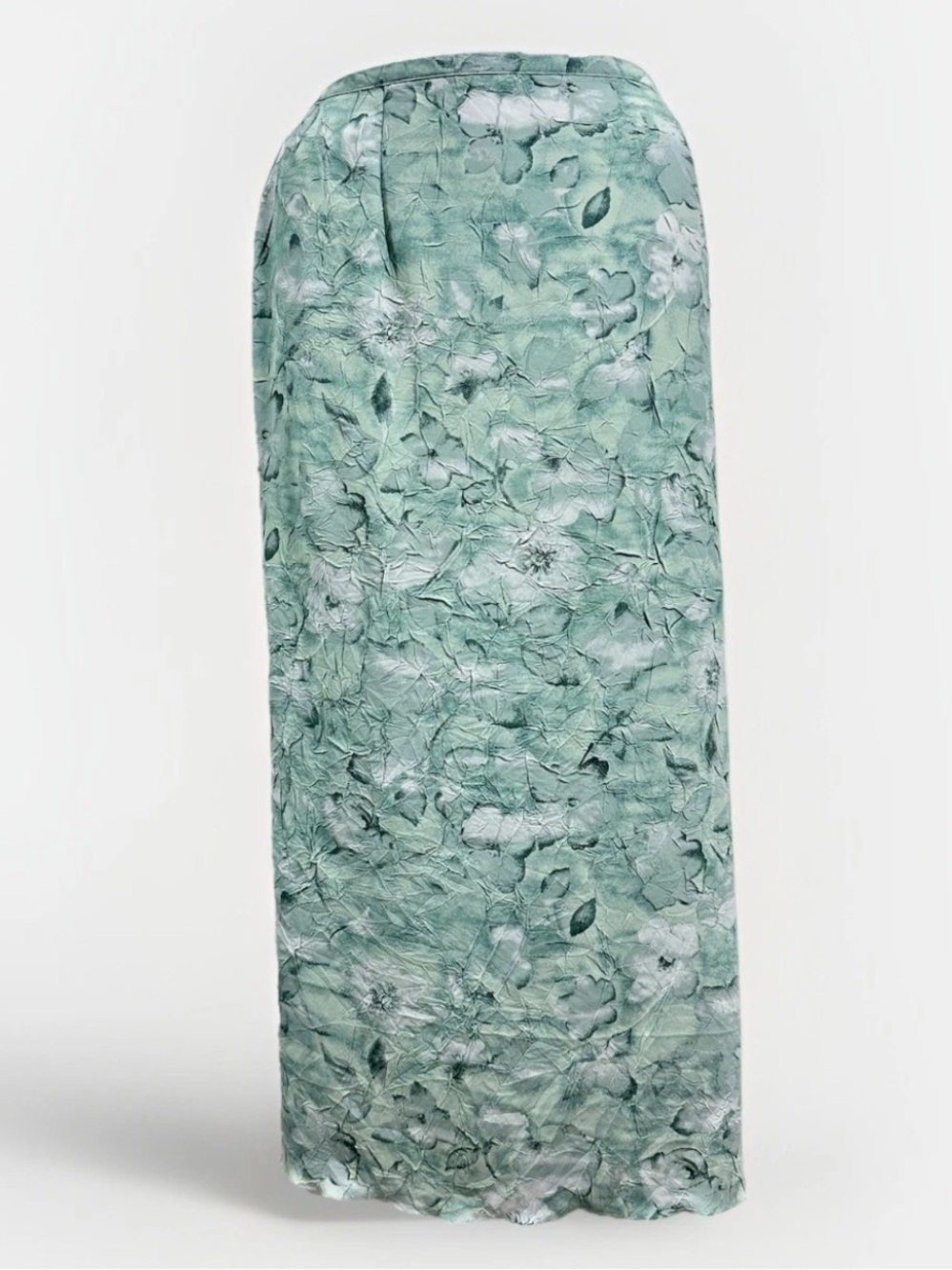 NORTON MCNAUGHTON Sz XL Green Leaf Floral Print Maxi/Midi Chiffon Skirt Textured